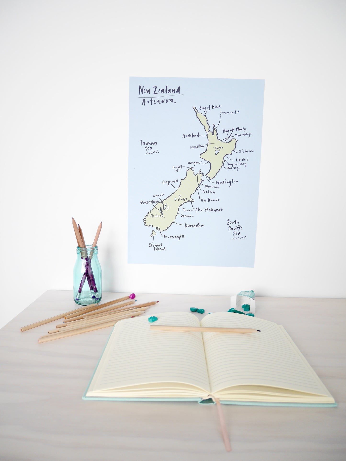 NZ Map removable Poster