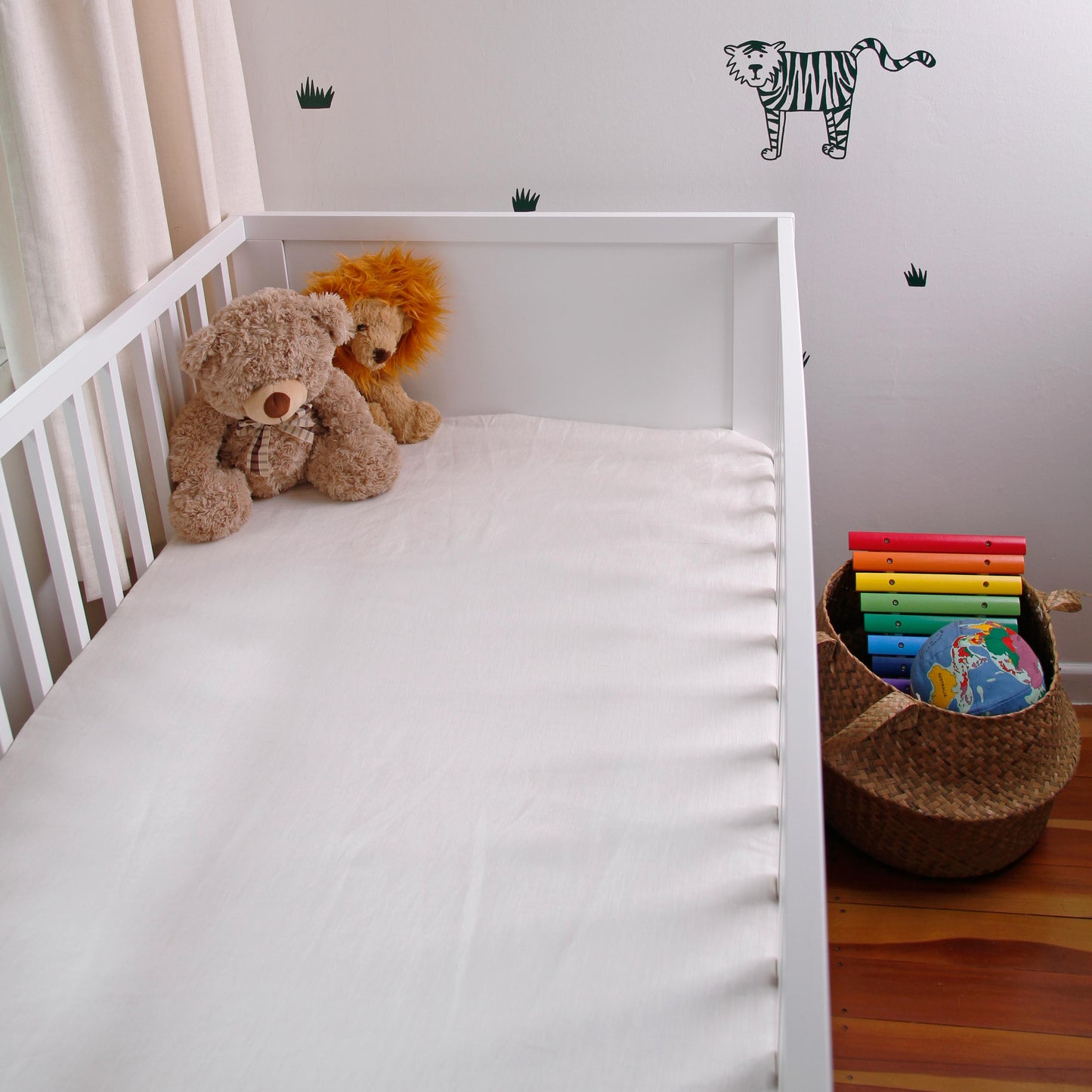 Linen Fitted Cot sheet - White