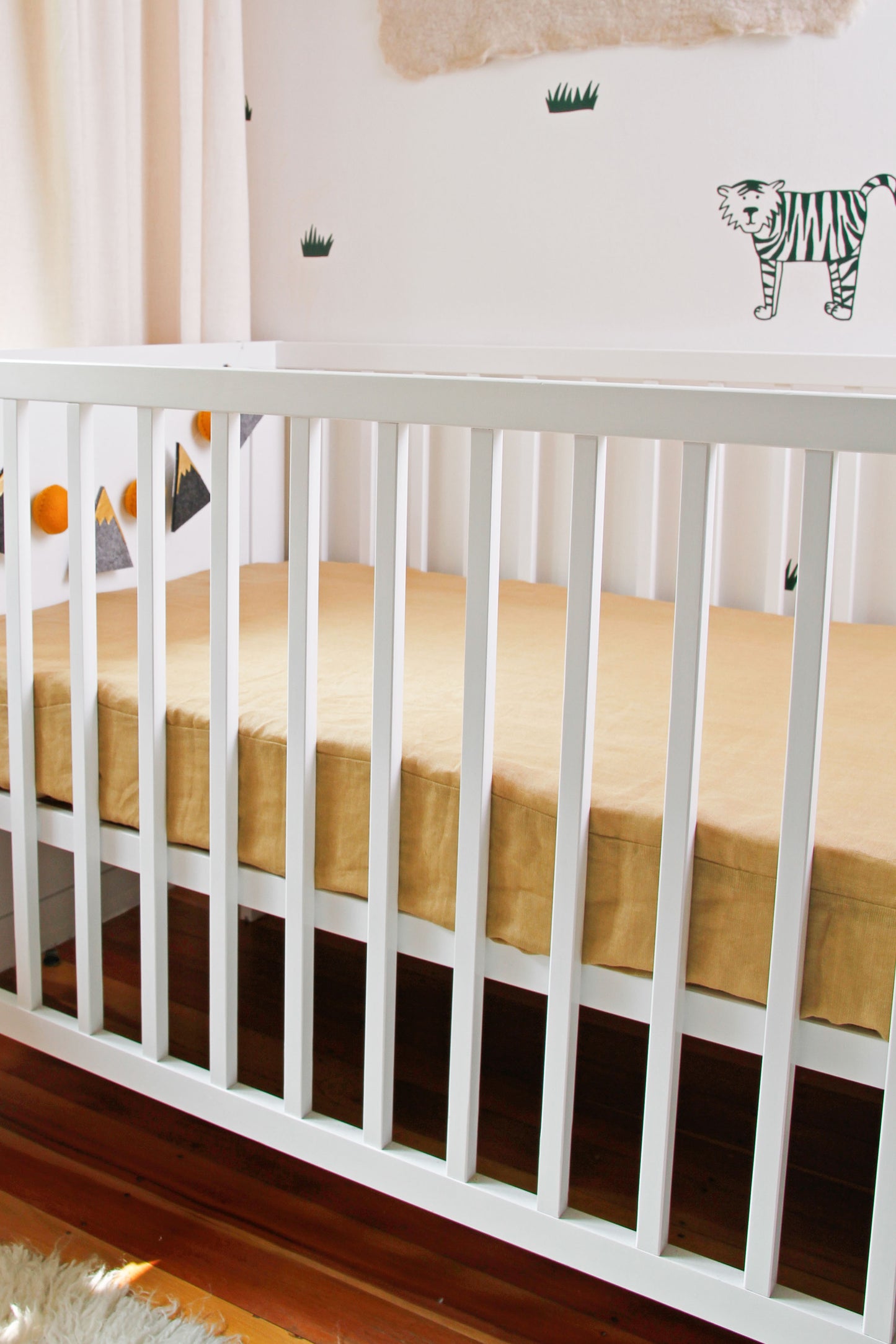 Fitted Linen Cot sheet - Ochre