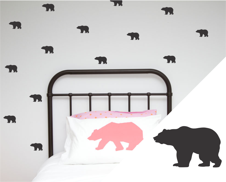 Grizzly Bear Wall Stickers - Wall decals - 100 Percent Heart