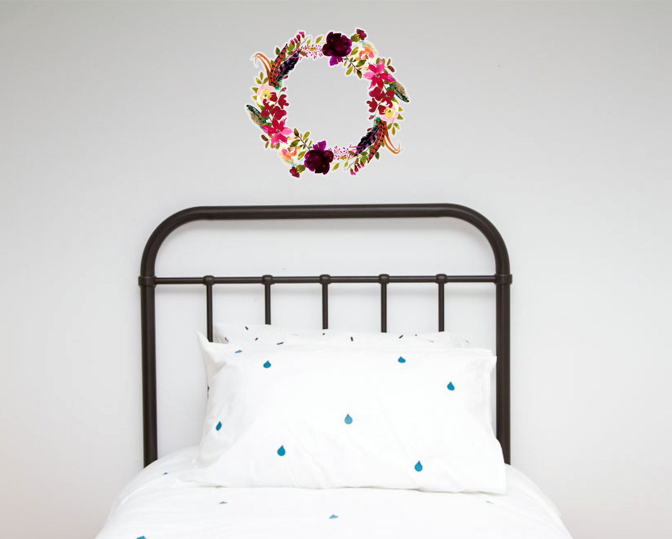 Burgundy Floral Wreath decal