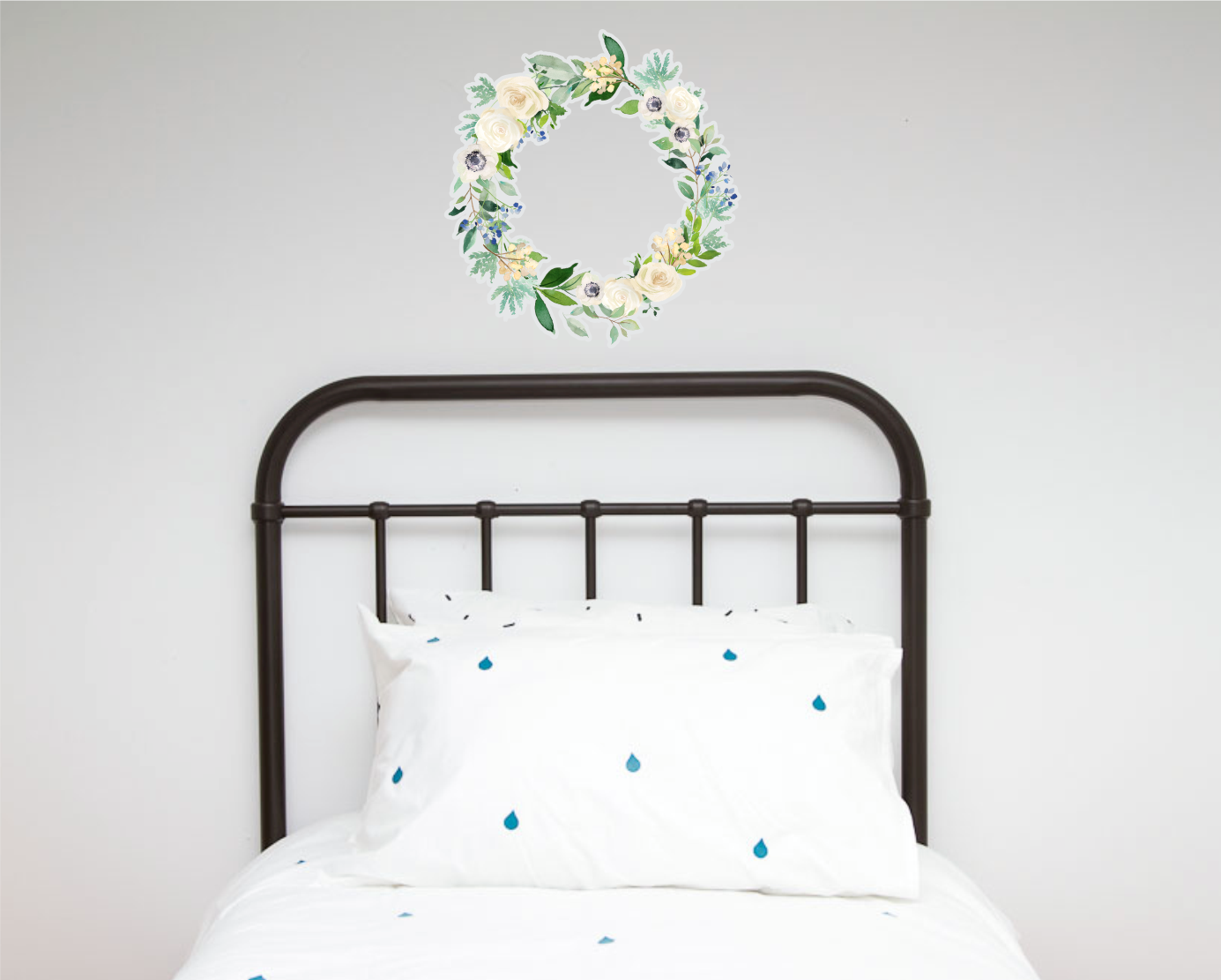 Cream Roses Floral Wreath decal