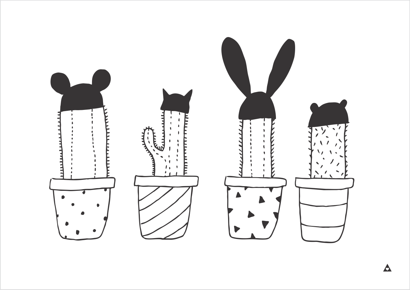 Cacti Ears Art Print - Wall decals - 100 Percent Heart