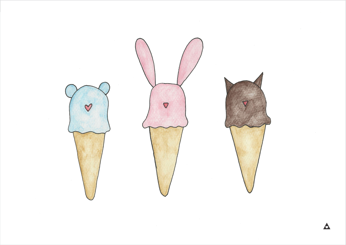 Ice Cream Animals Art Print - Wall decals - 100 Percent Heart