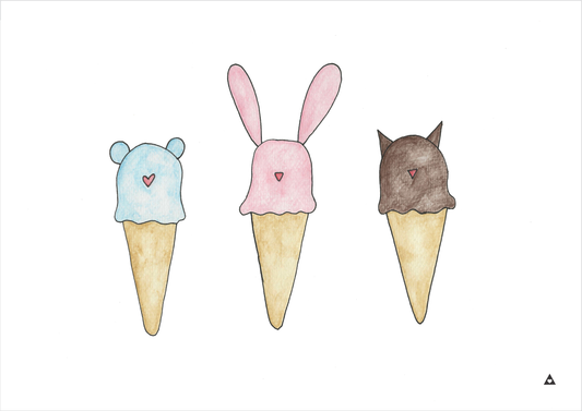 Ice Cream Animals Art Print - Wall decals - 100 Percent Heart
