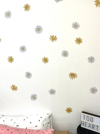 Daisy Watercolour Flower Wall Stickers