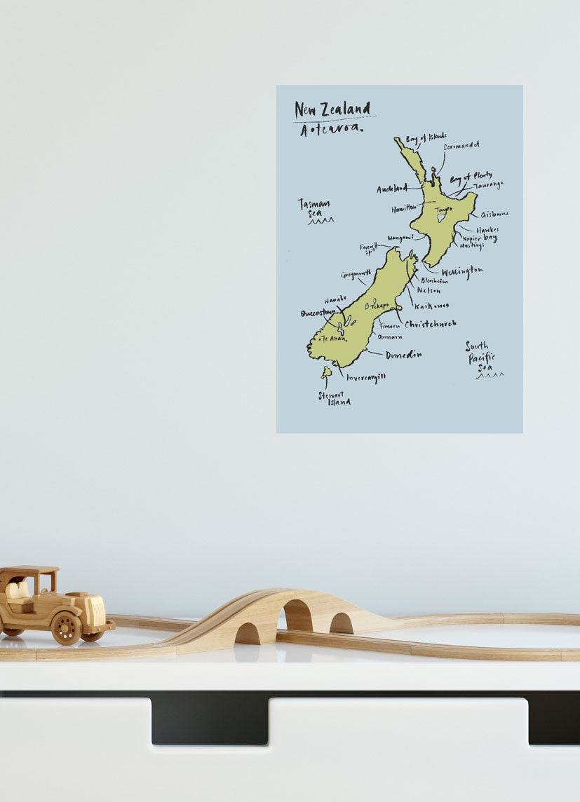 NZ Map removable Poster
