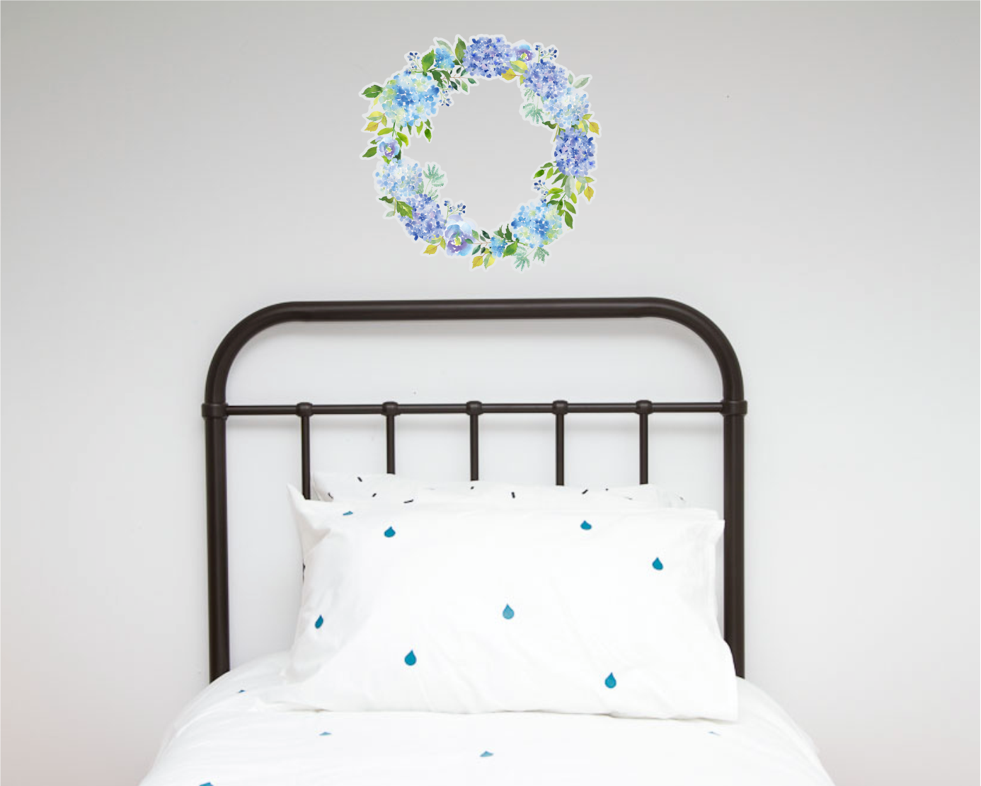 Blues Floral Wreath Decal