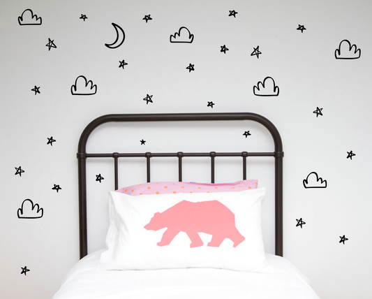 Hand Painted Moons, Stars, Clouds Wall Stickers