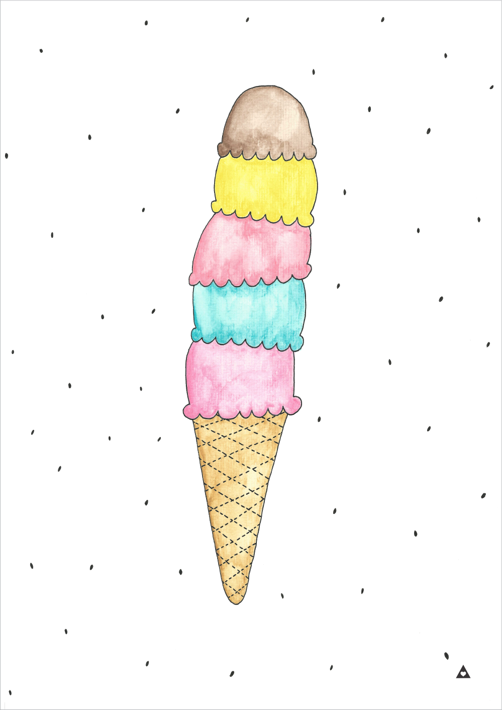 Ice Cream Art Print - Wall decals - 100 Percent Heart 