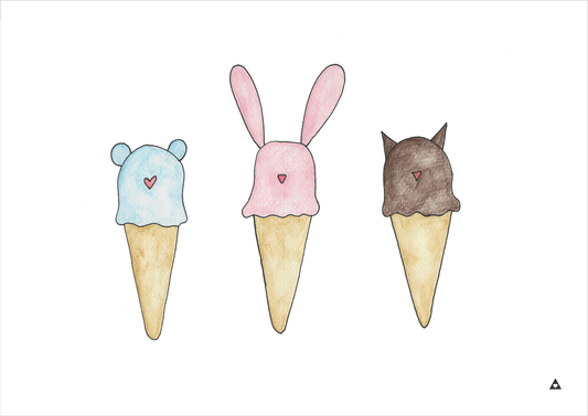 Ice Cream Animals Art Print - Wall decals - 100 Percent Heart 