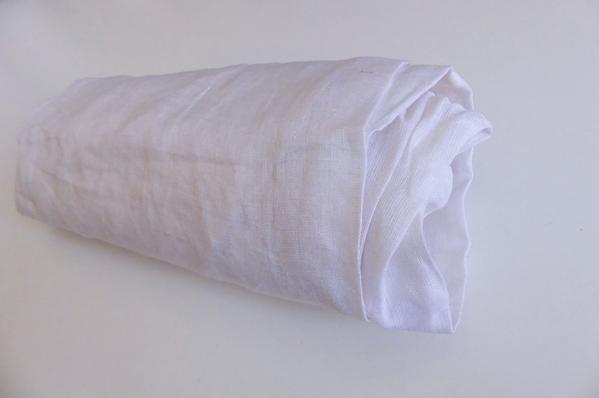 Linen Fitted Cot sheet - White